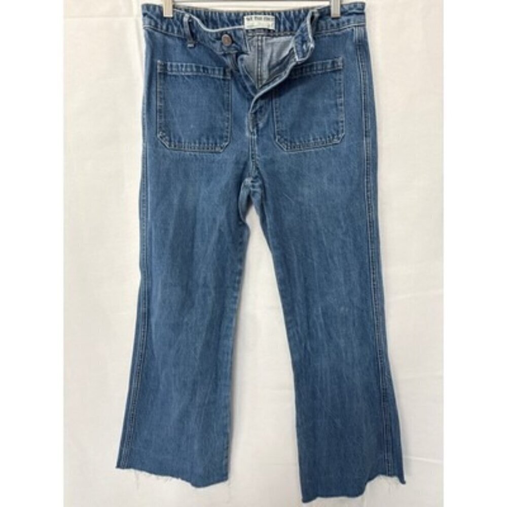We The Free Womens Denim Jeans Size 28 Blue High Waist Cropped Raw Hem Style
